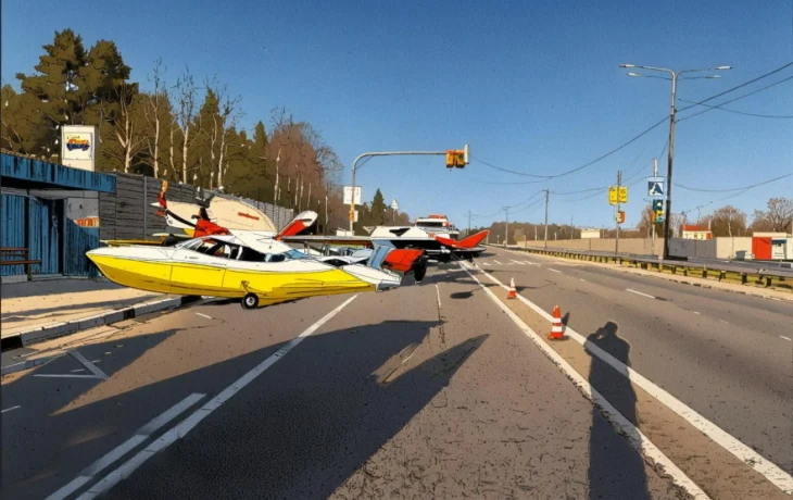 Экстренная посадка лёгкомоторного самолёта на автотрассу вблизи Вологды Экстренная посадка лёгкомоторного самолёта на автотрассу вблизи Вологды